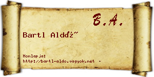 Bartl Aldó névjegykártya